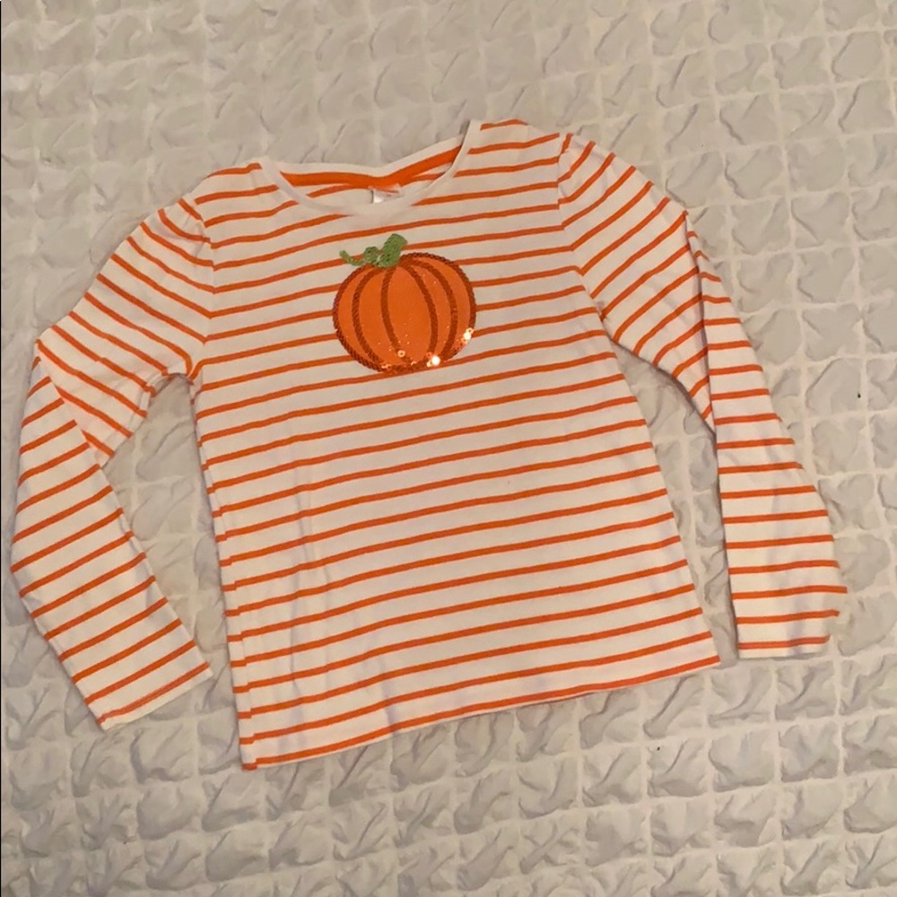 Gymboree orange and white striped pumpkin shirt